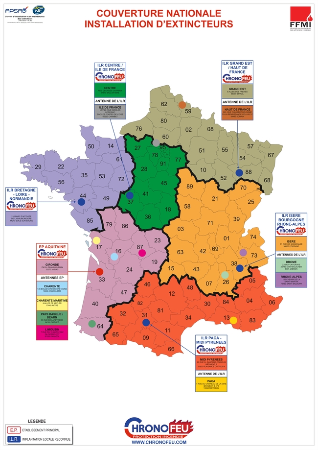 Couverture nationale - Installation extincteurs